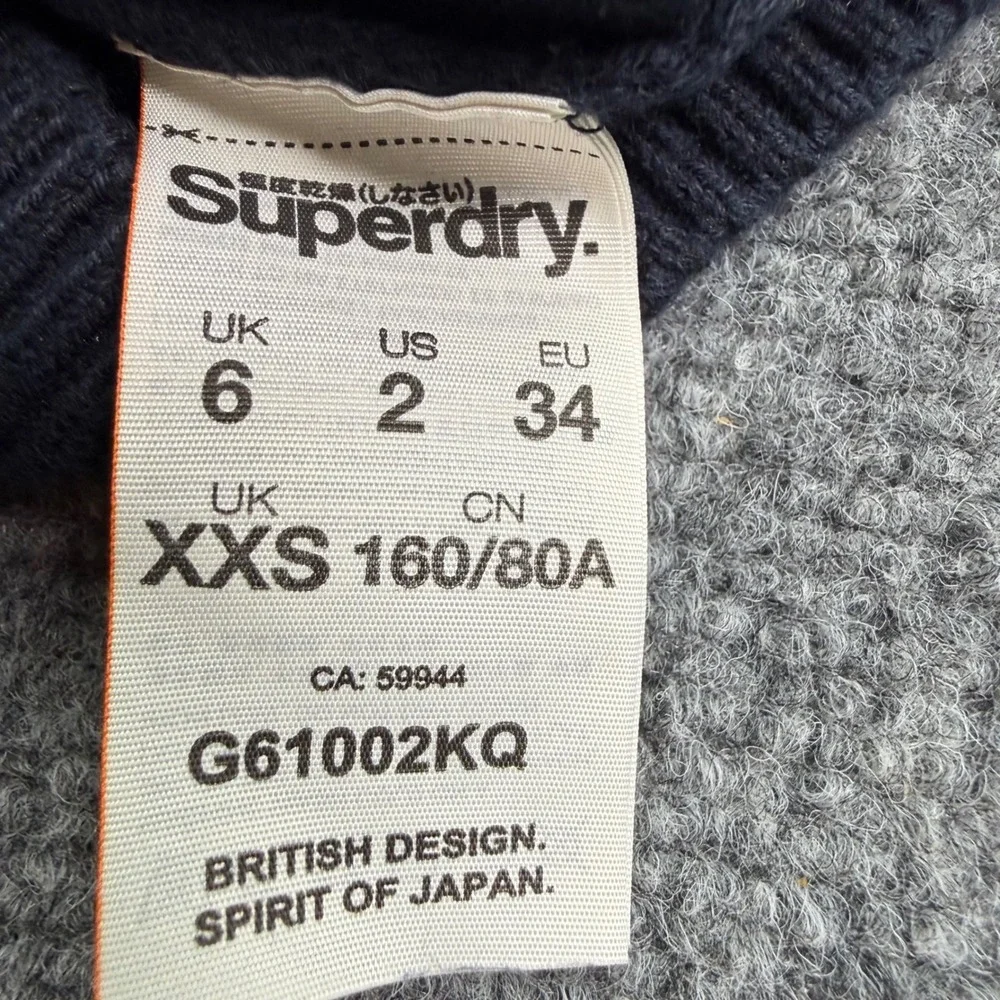 Superdry Cable Knit Sweater Size XXS Navy Blue Cotton Crewneck Women's